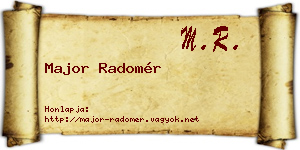 Major Radomér névjegykártya